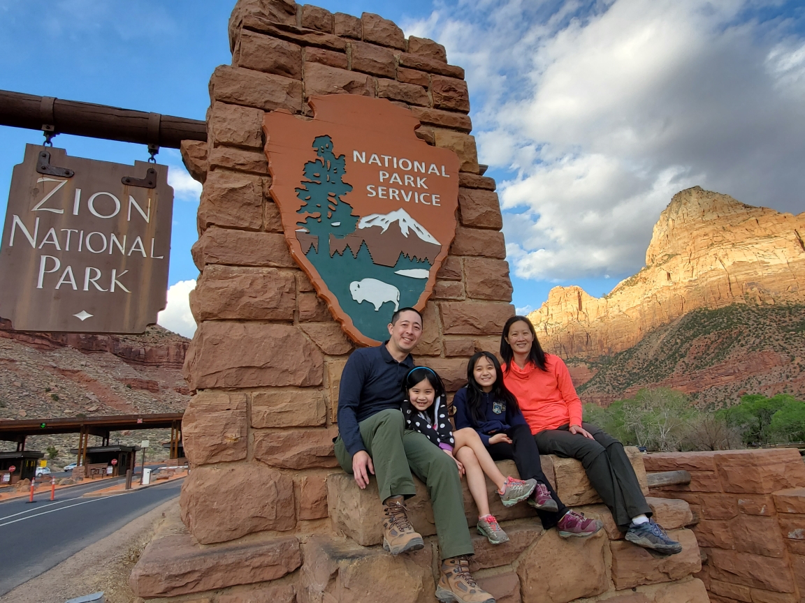 michelle and family at a national park