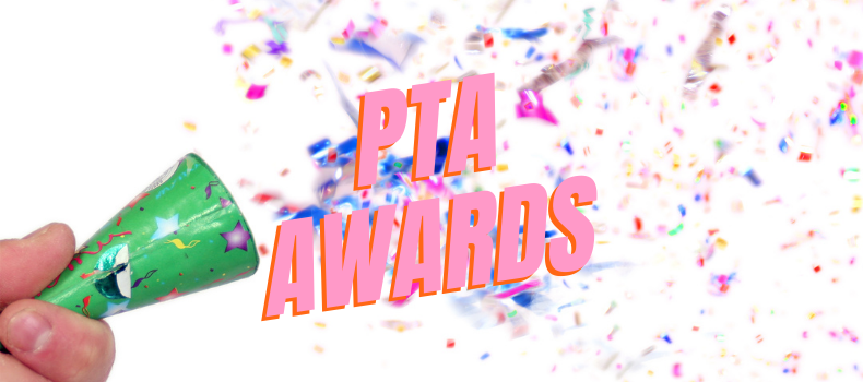 PTA awards with confetti background