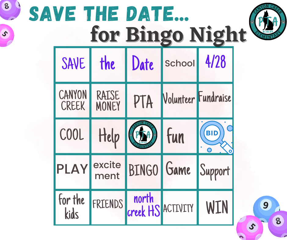 bingo card with save the date